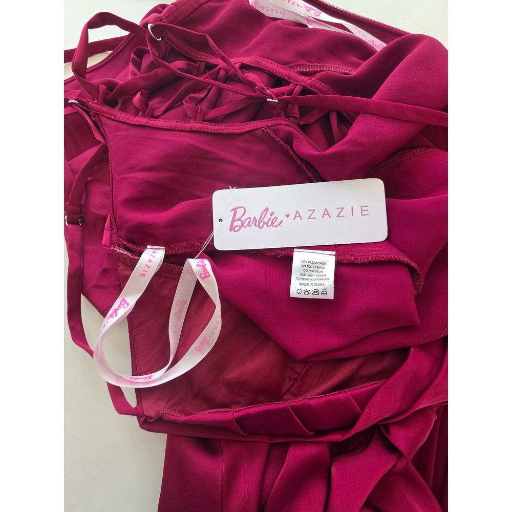 Barbie Azazie NWT Wynni Gown Dress Burgundy Formal Wedding Autumn Homecoming - Picture 8 of 14